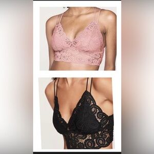 2 PINK Victoria's Secret Bralettes. 
(1 )Black (1) Pink Lace Bralette. XS. EUC.